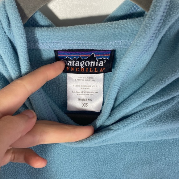 Vintage Patagonia Synchilla Hoodie Fleece BLUE Sweatshirt Pullover Women’s S/XS - Picture 3 of 6
